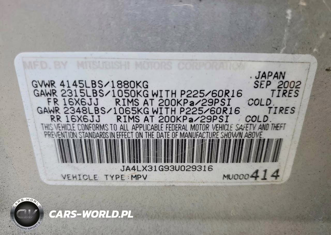 2003 Mitsubishi Outlander Ls VIN:JA4LX31G93U029316 - 12