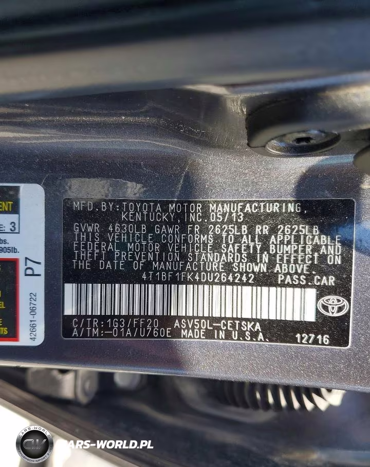 2013 Toyota Camry Se VIN:4T1BF1FK4DU264242 - 12