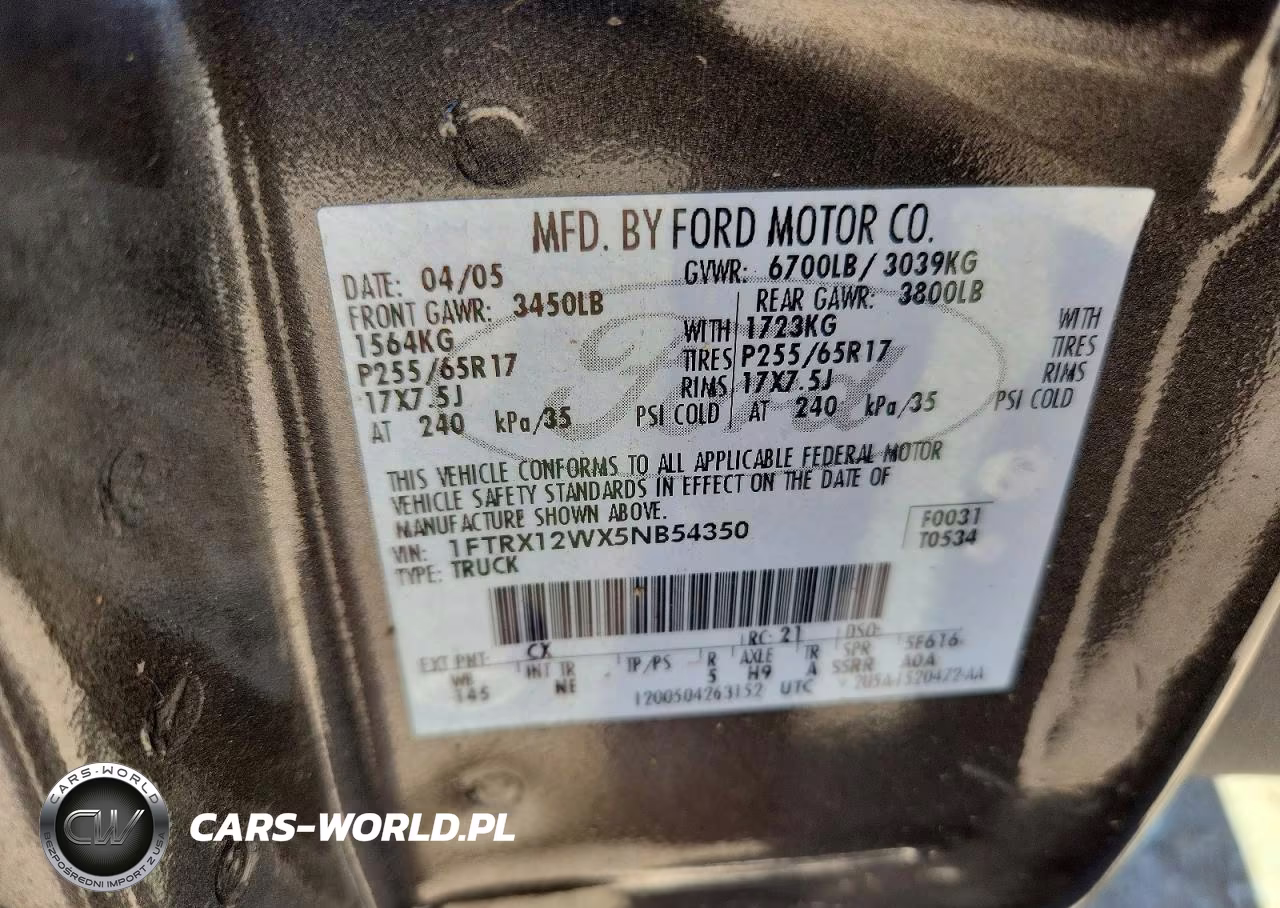 2005 Ford F150 VIN:1FTRX12WX5NB54350 - 12