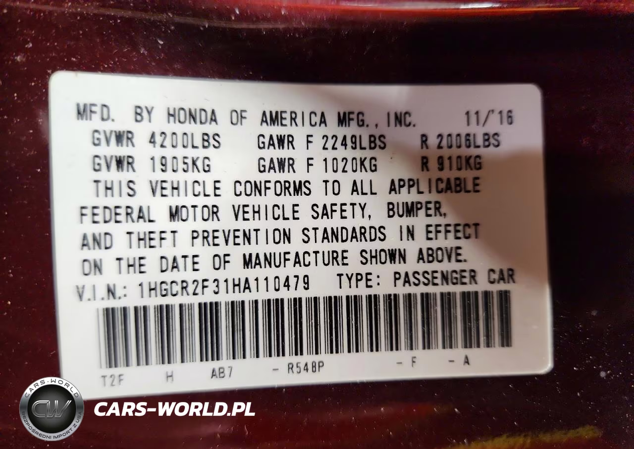 2017 Honda Accord Lx VIN:1HGCR2F31HA110479 - 13
