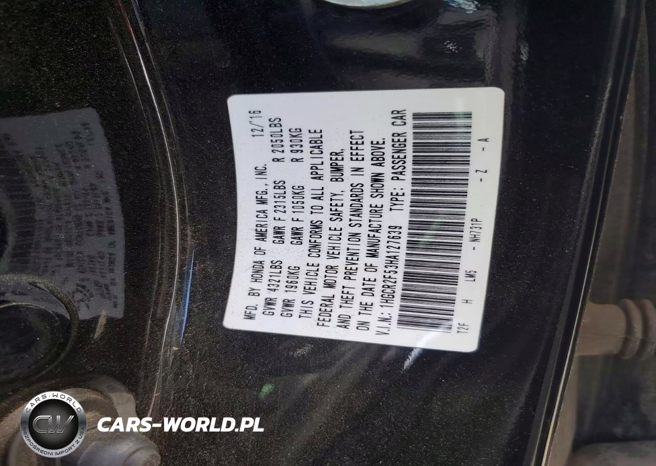 2017 Honda Accord Sport VIN:1HGCR2F53HA127639 - 13