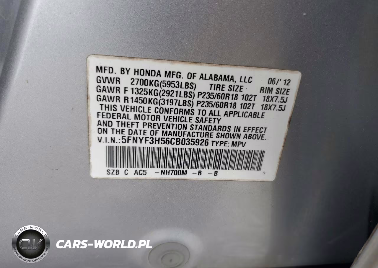 2012 Honda Pilot Exl VIN:5FNYF3H56CB035926 - 13