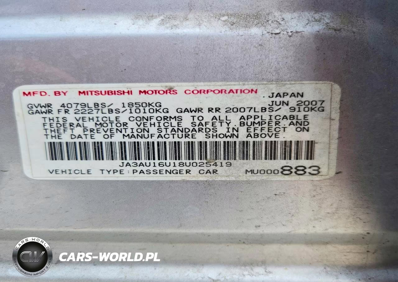 2008 Mitsubishi Lancer De VIN:JA3AU16U18U025419 - 12