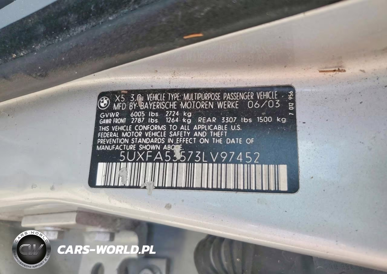 2003 BMW X5 3.0I VIN:5UXFA53573LV97452 - 13