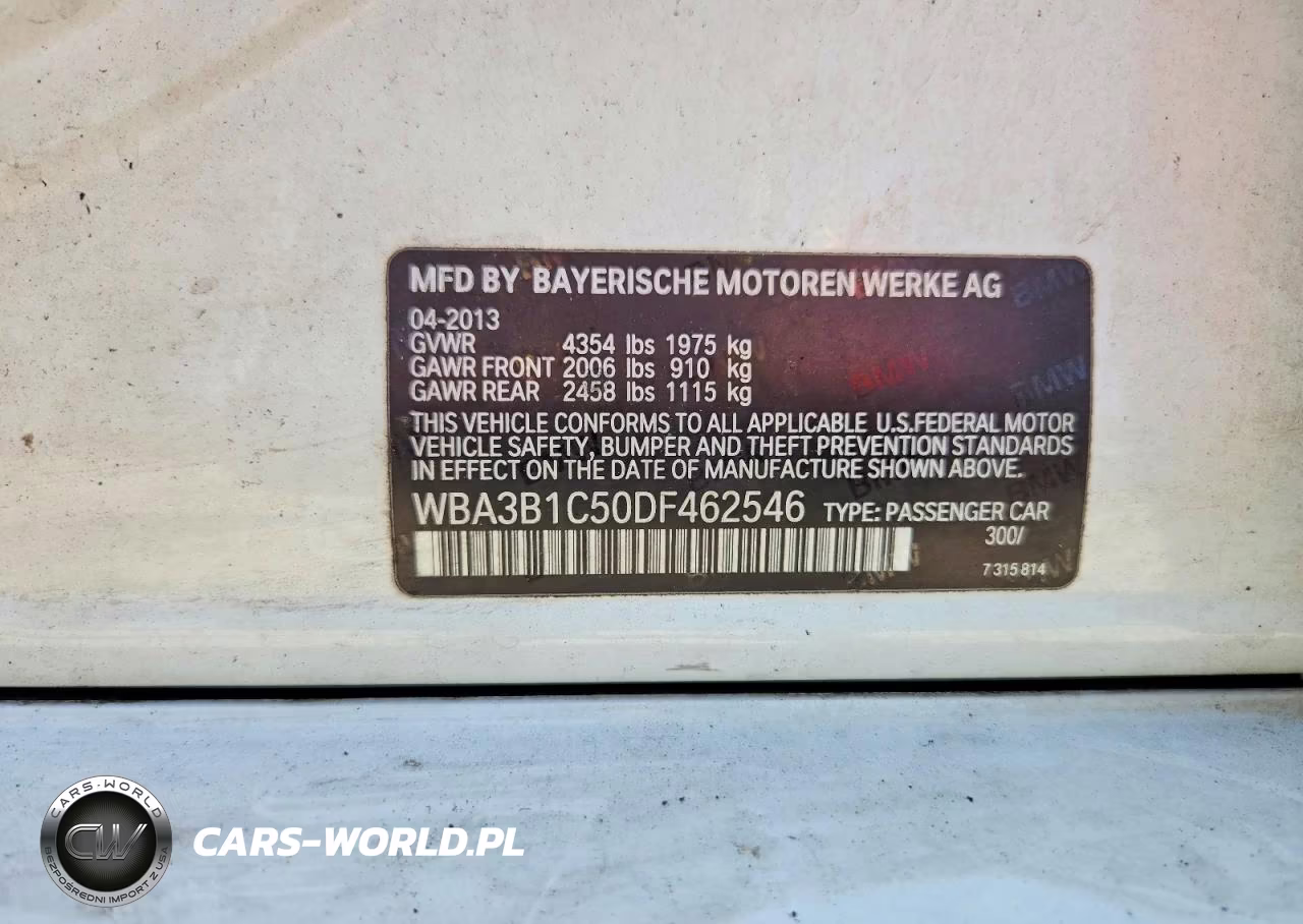 2013 BMW 320 I VIN:WBA3B1C50DF462546 - 12