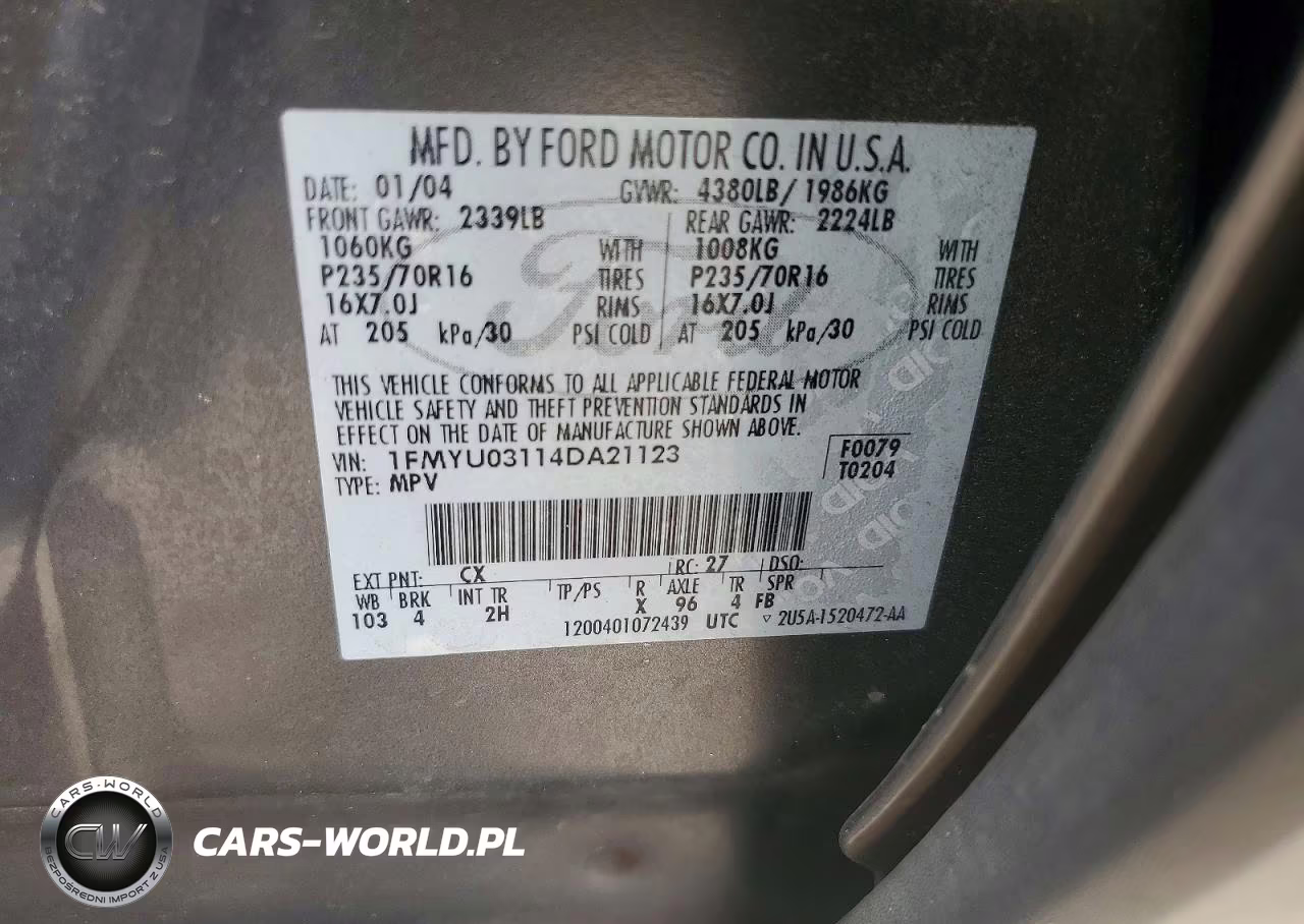 2004 Ford Escape Xlt VIN:1FMYU03114DA21123 - 12