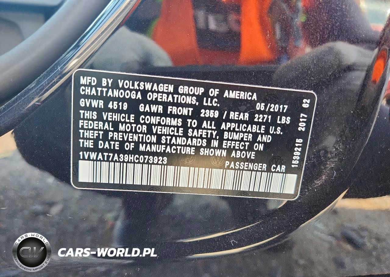 2017 Volkswagen Passat S VIN:1VWAT7A39HC073923 - 12