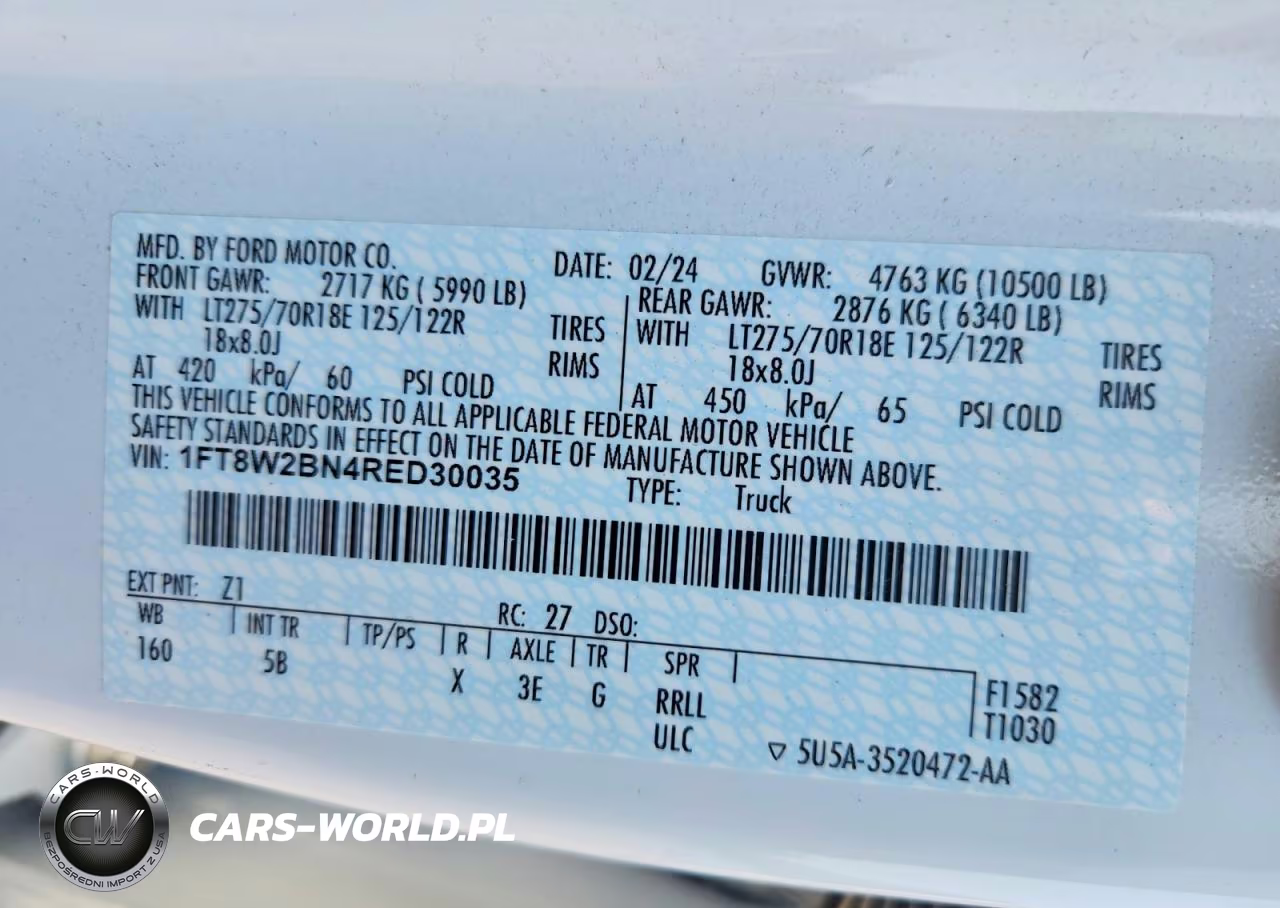 2024 Ford F250 Super Duty VIN:1FT8W2BN4RED30035 - 12