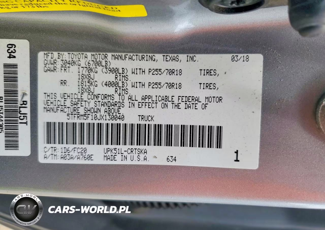 2018 Toyota Tundra Sr5 VIN:5TFRM5F10JX130040 - 12