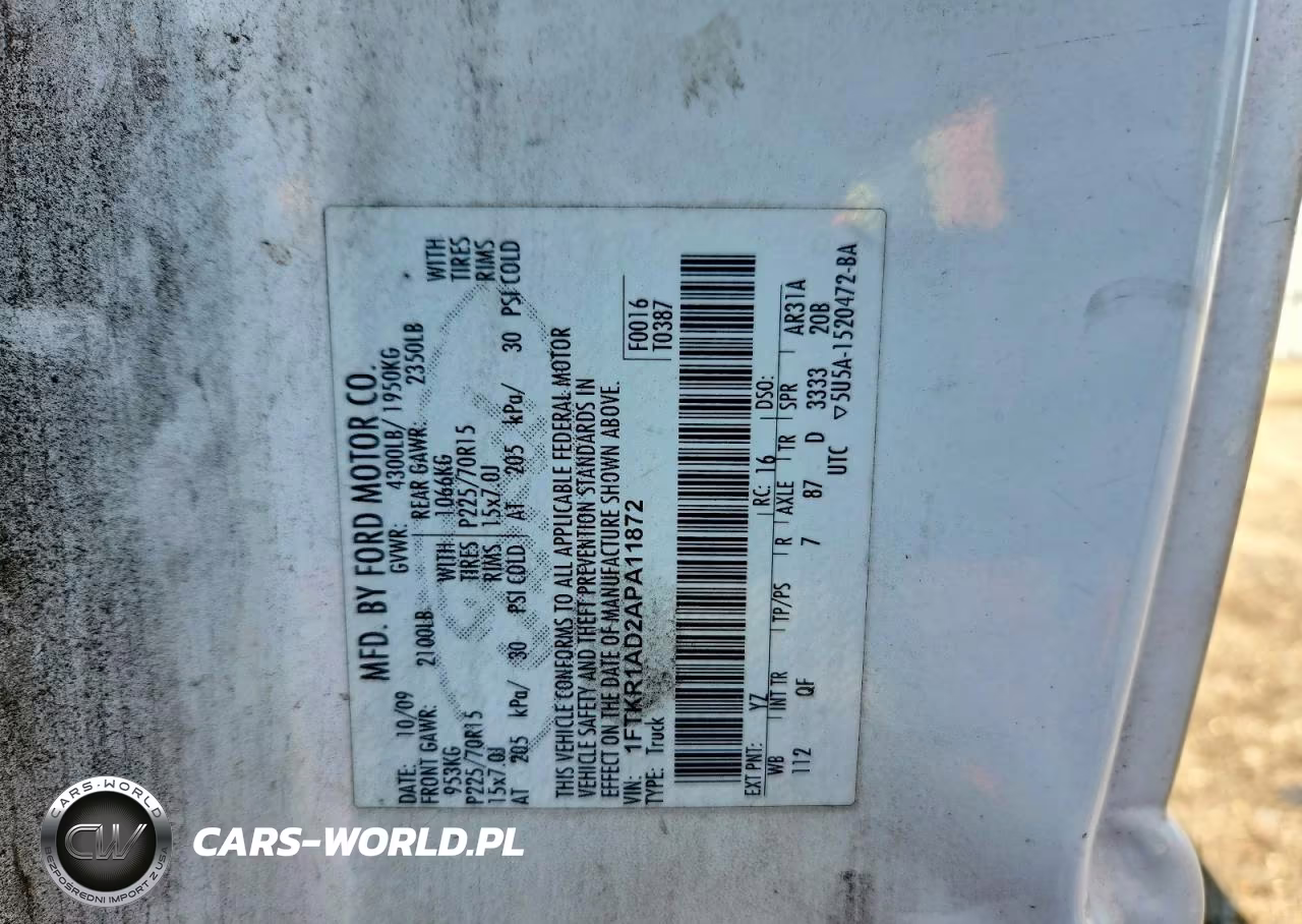 2010 Ford Ranger VIN:1FTKR1AD2APA11872 - 12