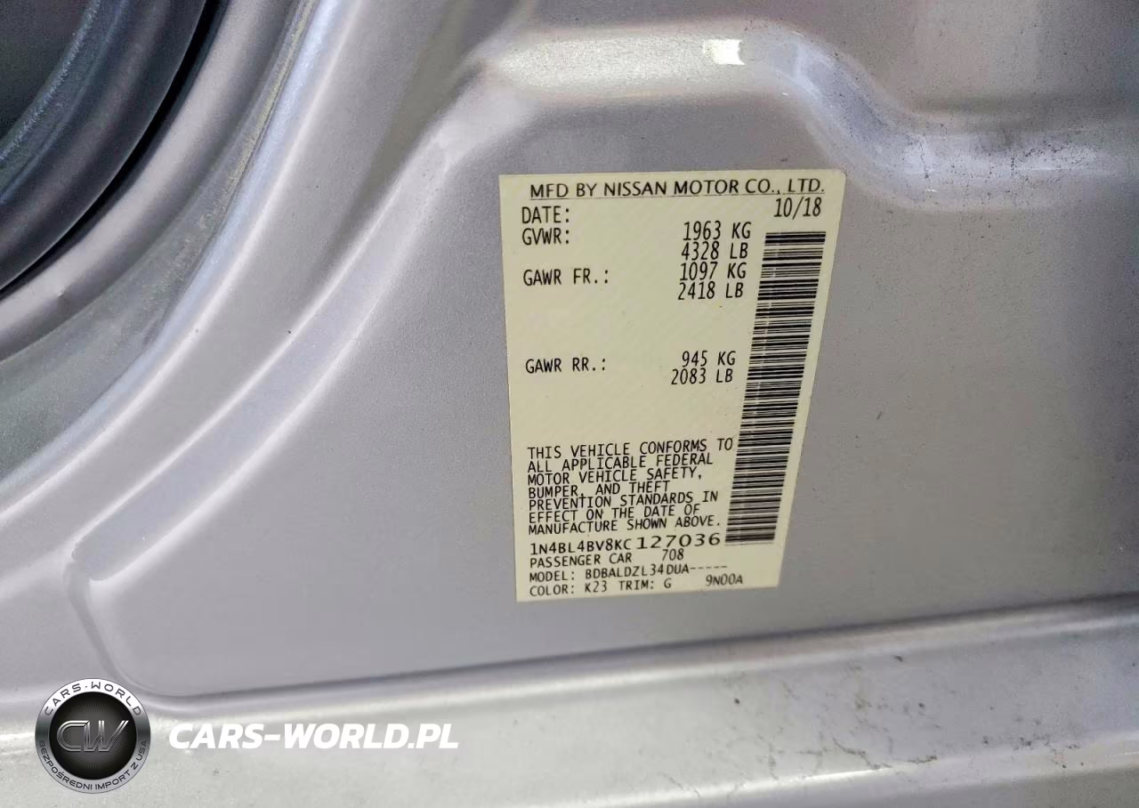 2019 Nissan Altima S VIN:1N4BL4BV8KC127036 - 12