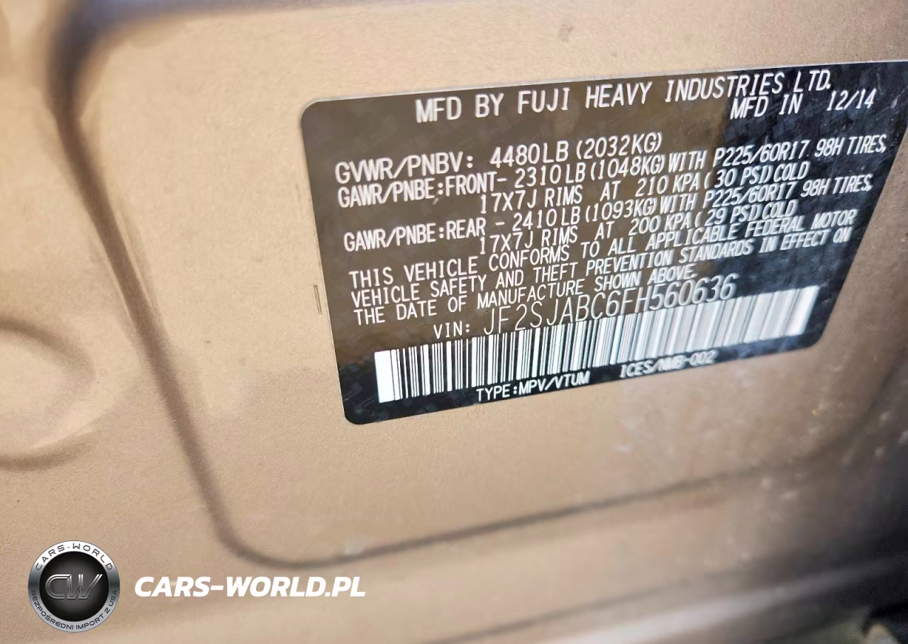 2015 Subaru Forester 2.5I VIN:JF2SJABC6FH560636 - 13