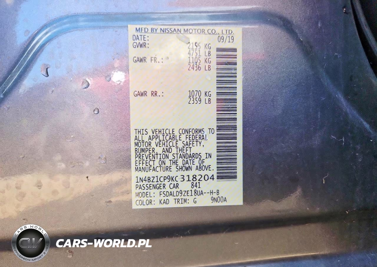 2019 Nissan Leaf Sv Plus VIN:1N4BZ1CP9KC318204 - 12