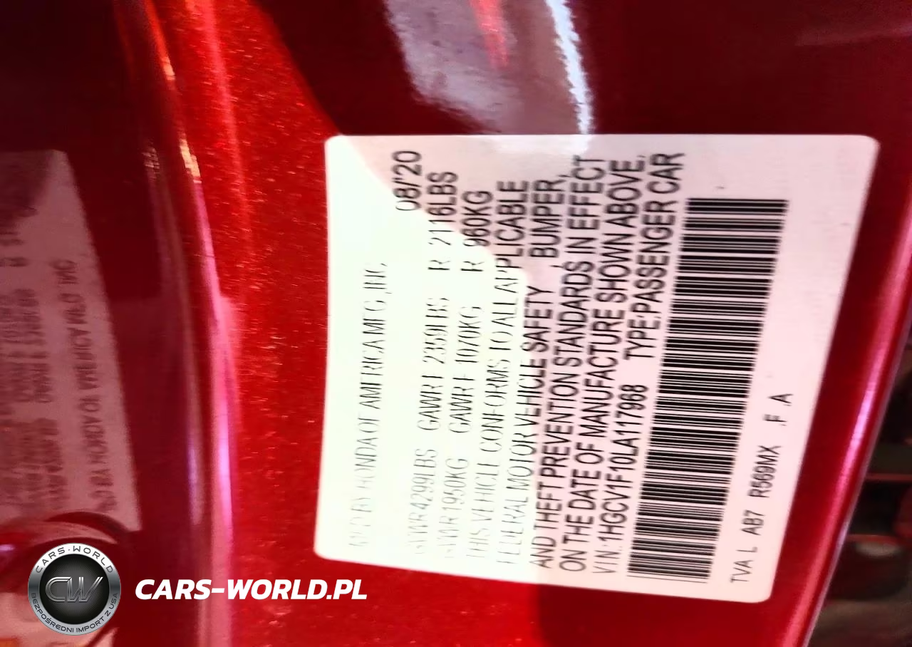 2020 Honda Accord Lx VIN:1HGCV1F10LA117968 - 13