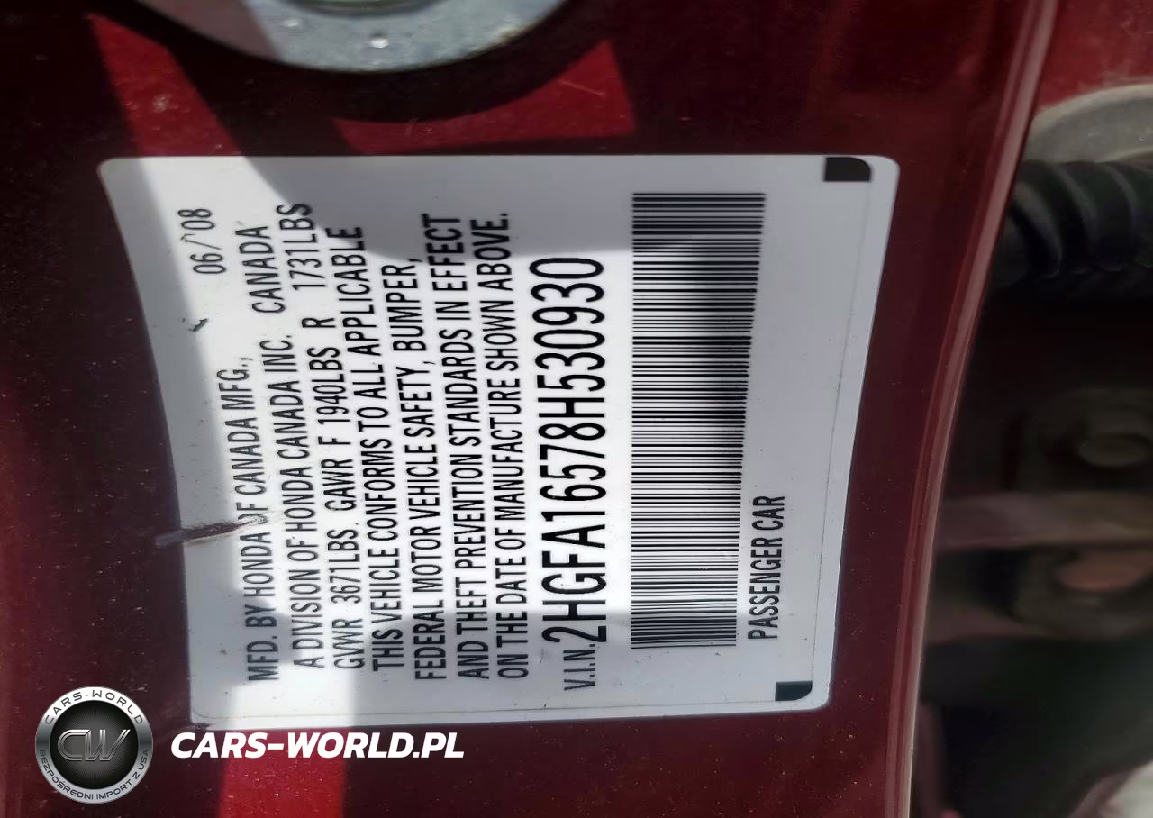 2008 Honda Civic Lx VIN:2HGFA16578H530930 - 12