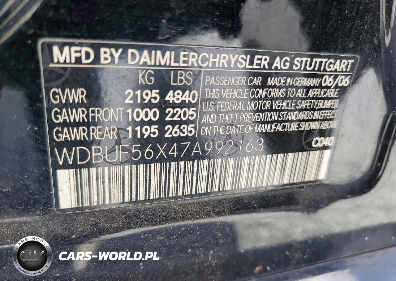 2007 Mercedes-Benz E 350 VIN:WDBUF56X47A992163 - 12