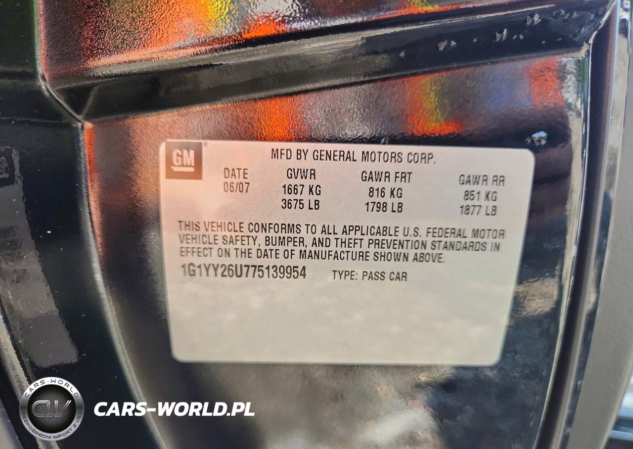 2007 Chevrolet Corvette VIN:1G1YY26U775139954 - 12