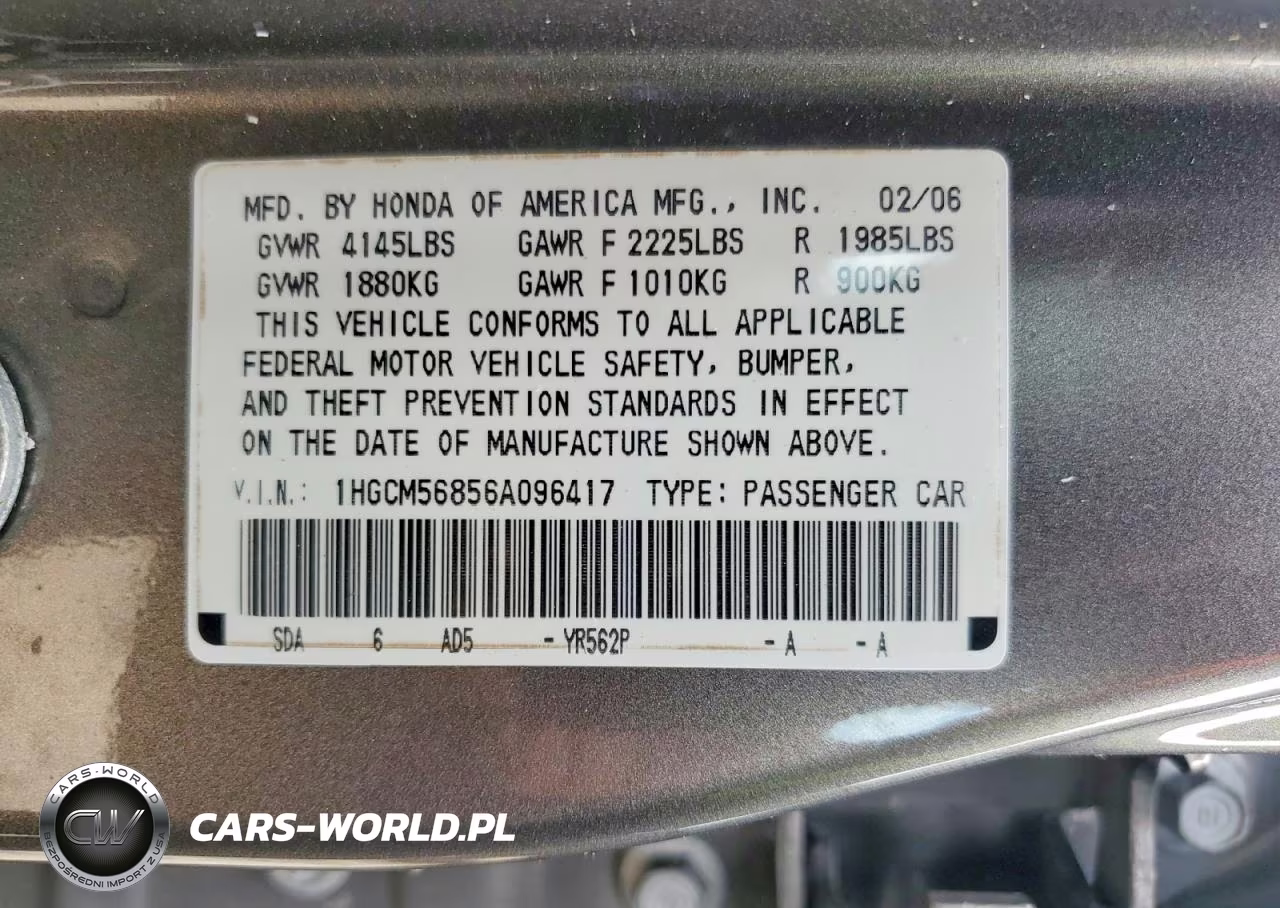 2006 Honda Accord 2.4 Ex VIN:1HGCM56856A096417 - 12