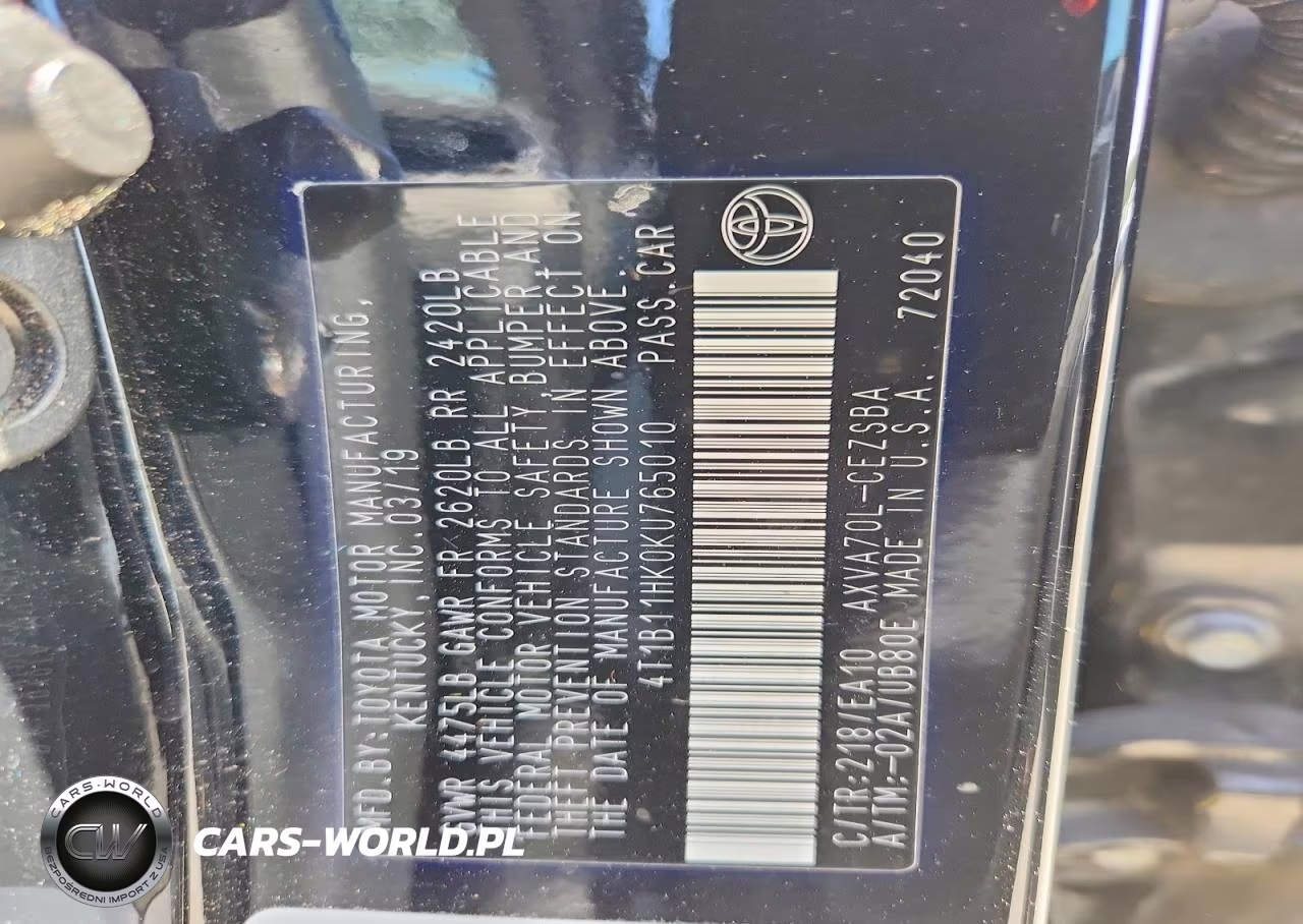 2019 Toyota Camry Se VIN:4T1B11HK0KU765010 - 12