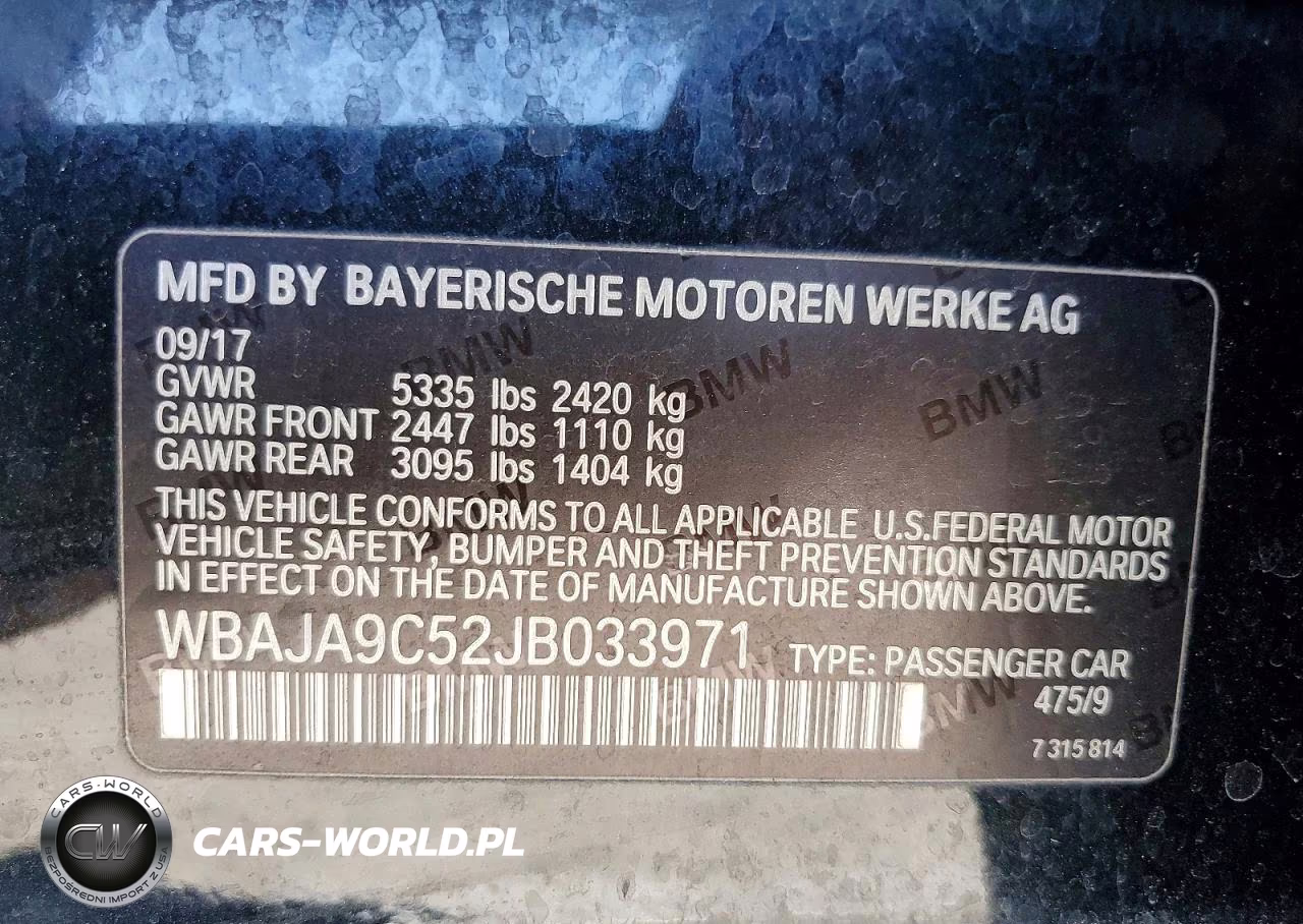 2018 BMW 530E VIN:WBAJA9C52JB033971 - 13
