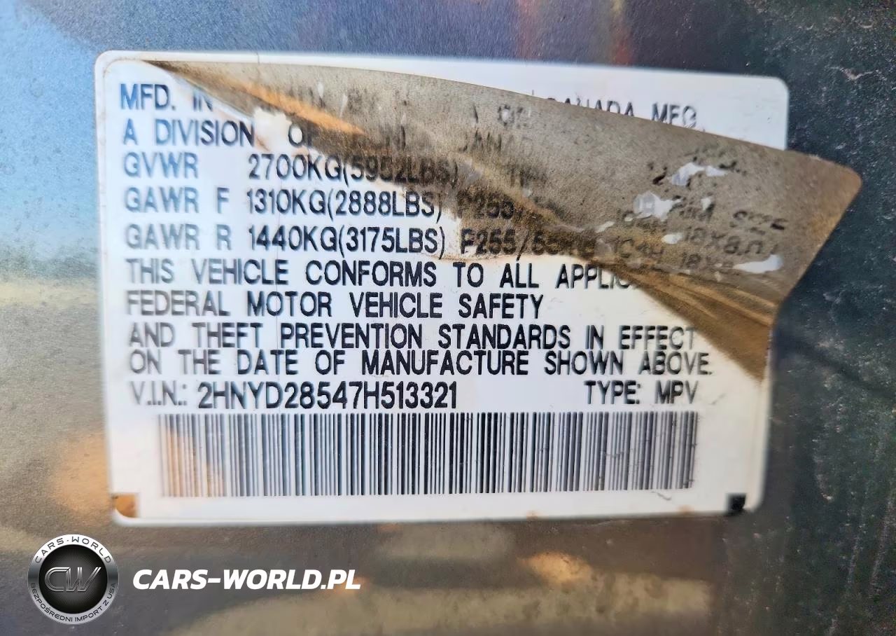 2007 Acura Mdx Sport VIN:2HNYD28547H513321 - 13