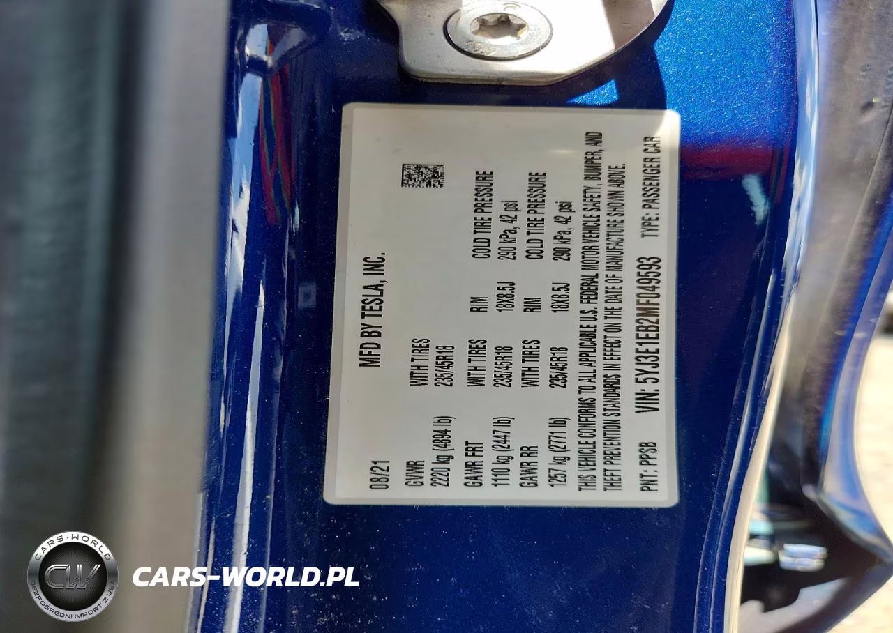 2021 Tesla Model 3 VIN:5YJ3E1EB2MF049593 - 13