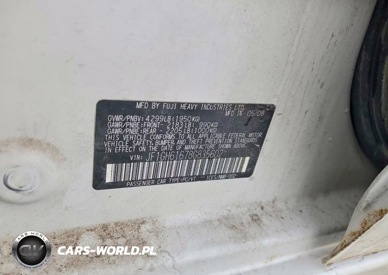 2008 Subaru Impreza 2.5I VIN:JF1GH61678G835602 - 12