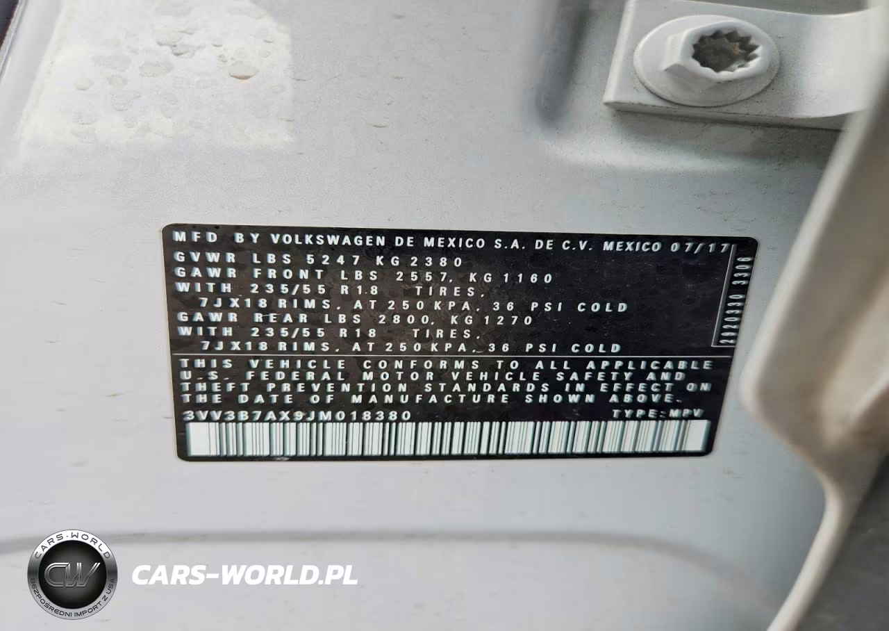 2018 Volkswagen Tiguan Se VIN:3VV3B7AX9JM018380 - 13