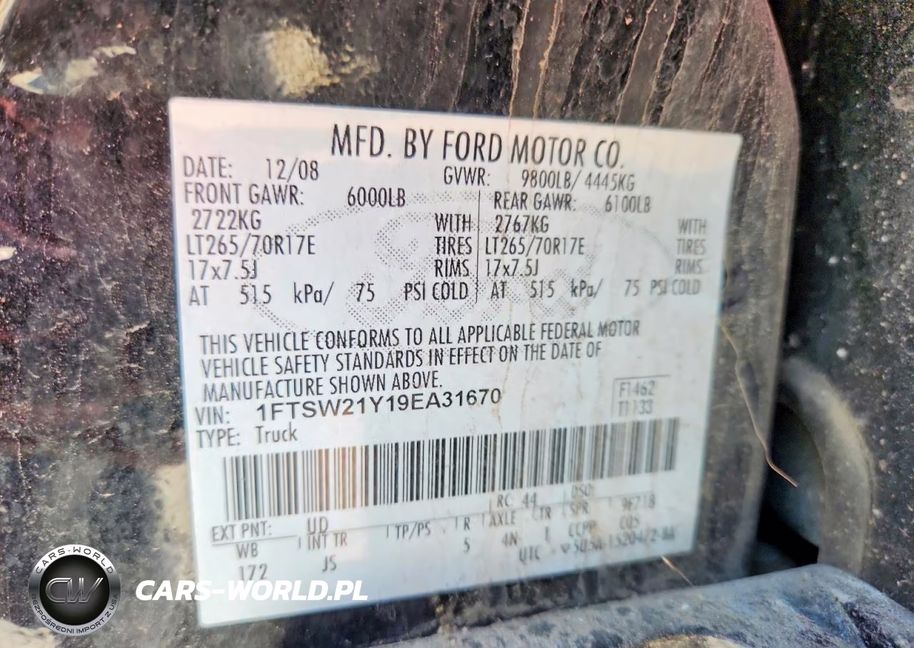 2009 Ford F250 Super Duty VIN:1FTSW21Y19EA31670 - 12