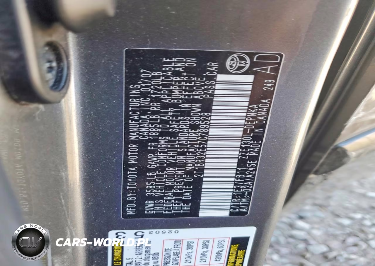 2007 Toyota Corolla Le VIN:2T1BR32E57C789528 - 12