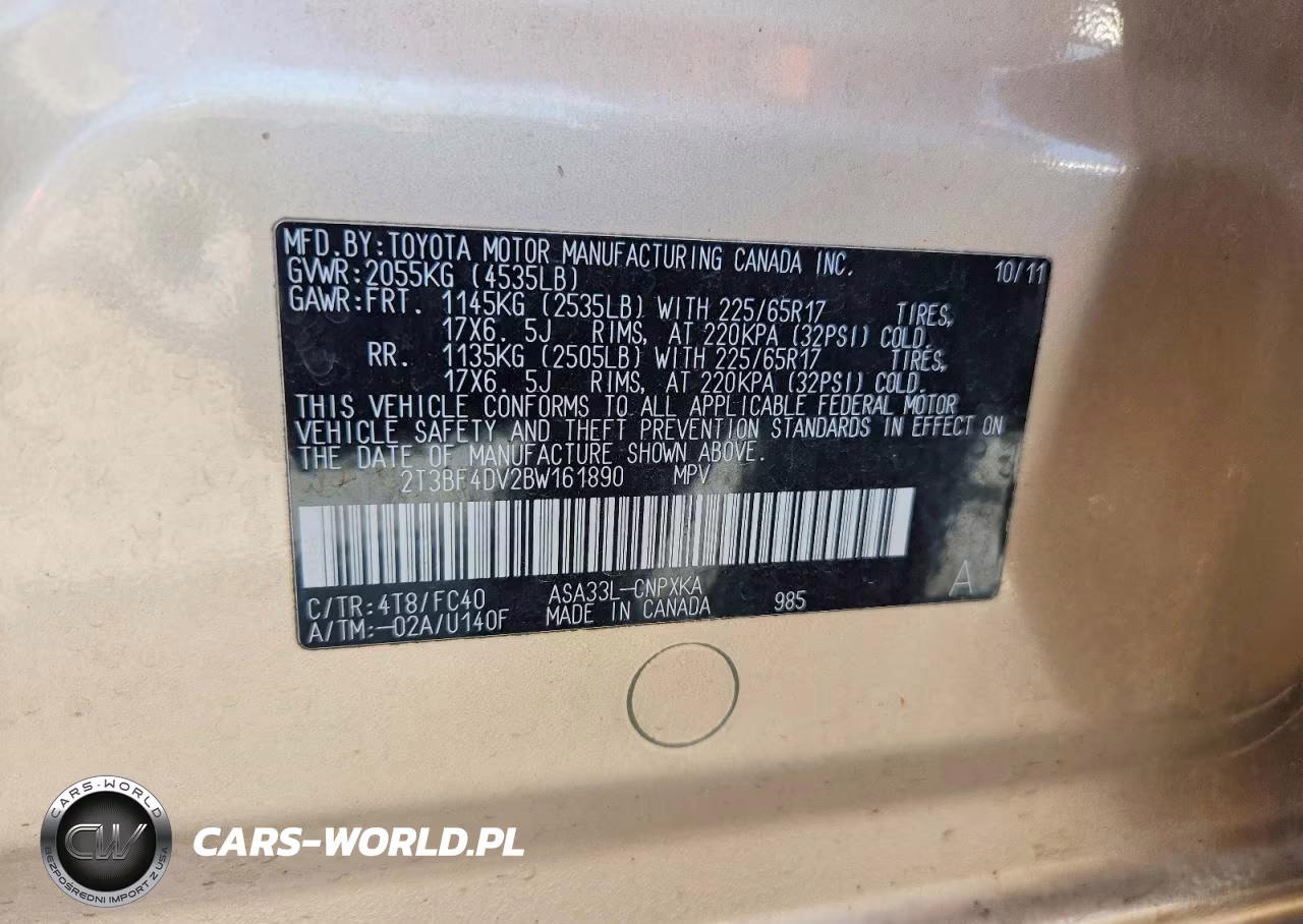 2011 Toyota Rav4 Base VIN:2T3BF4DV2BW161890 - 13