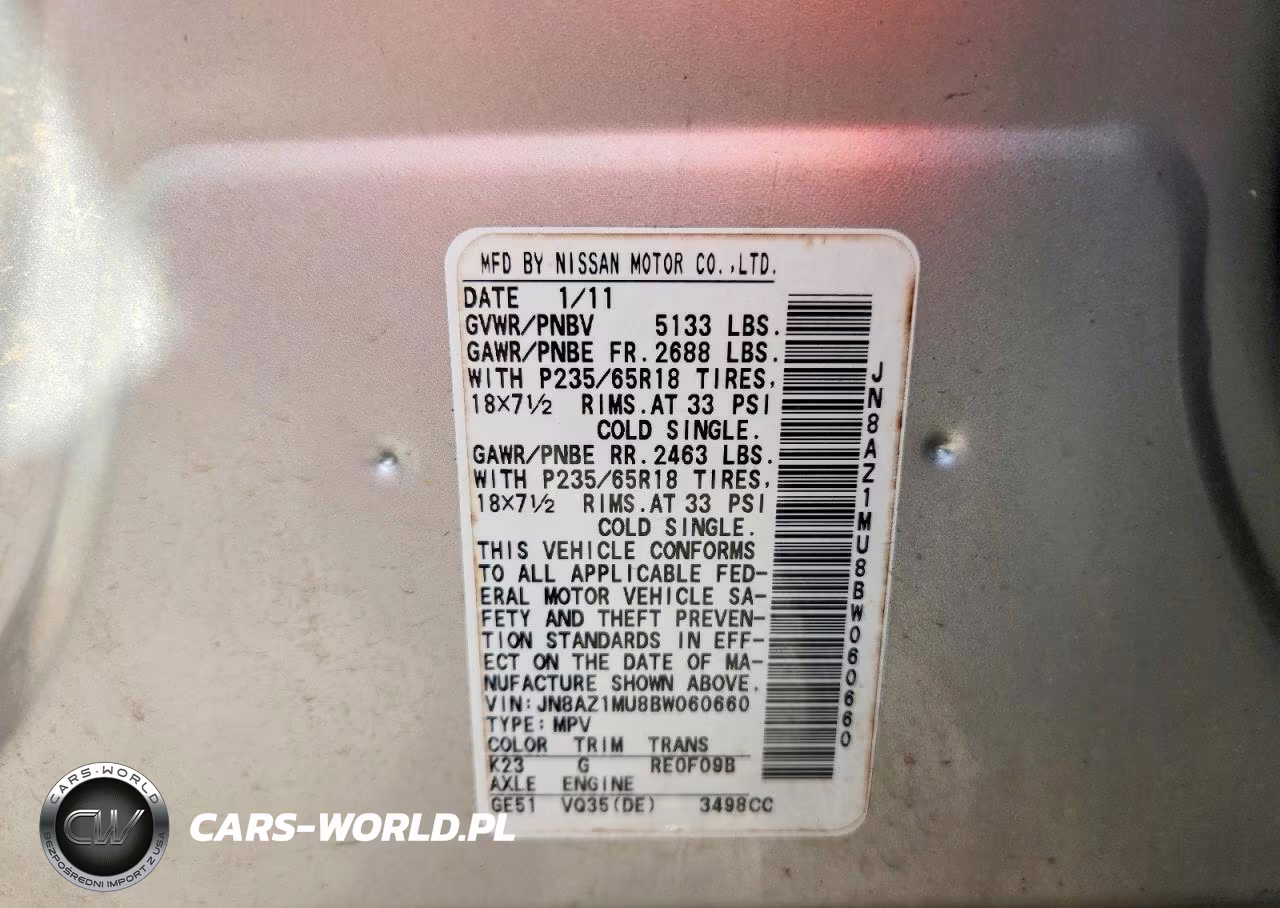 2011 Nissan Murano S VIN:JN8AZ1MU8BW060660 - 14