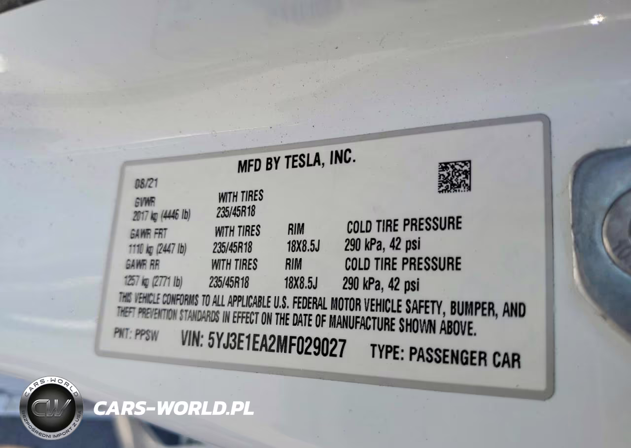 2021 Tesla Model 3 VIN:5YJ3E1EA2MF029027 - 12