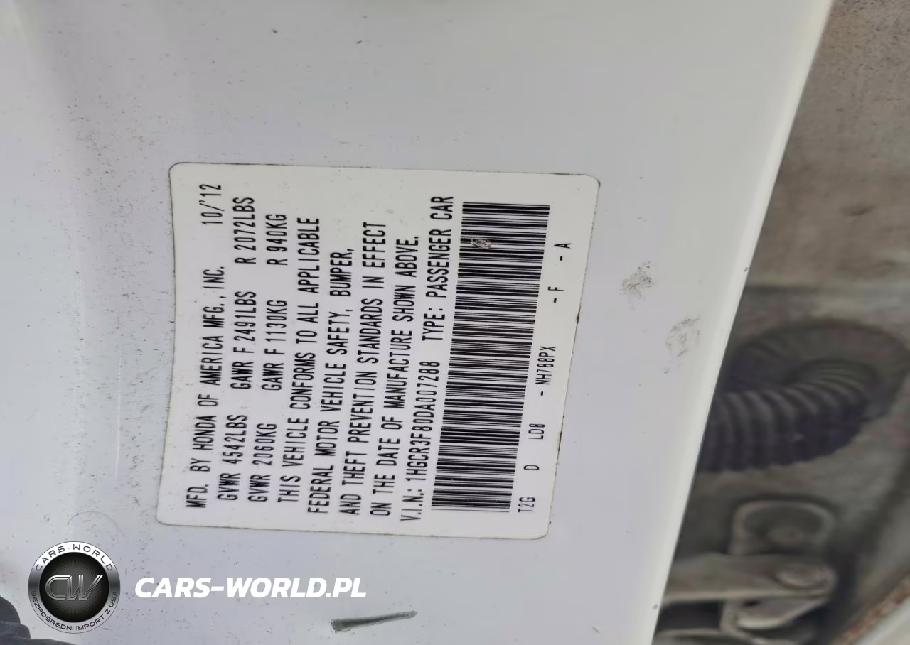 2013 Honda Accord Exl VIN:1HGCR3F80DA007288 - 12