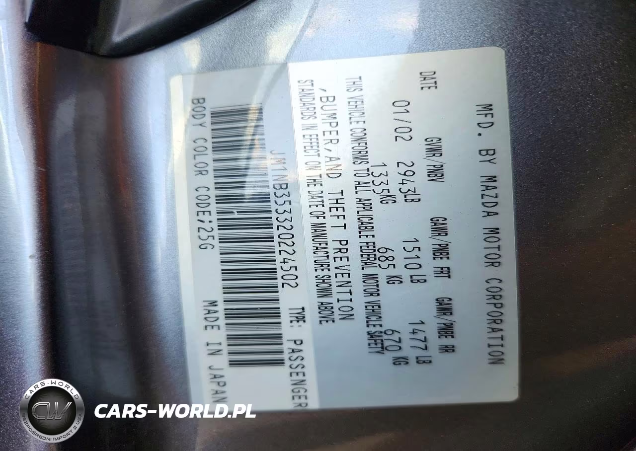 2002 Mazda Mx-5 Miata Base VIN:JM1NB353320224502 - 12