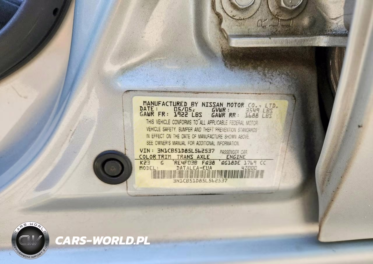 2005 Nissan Sentra 1.8 VIN:3N1CB51D85L562537 - 12