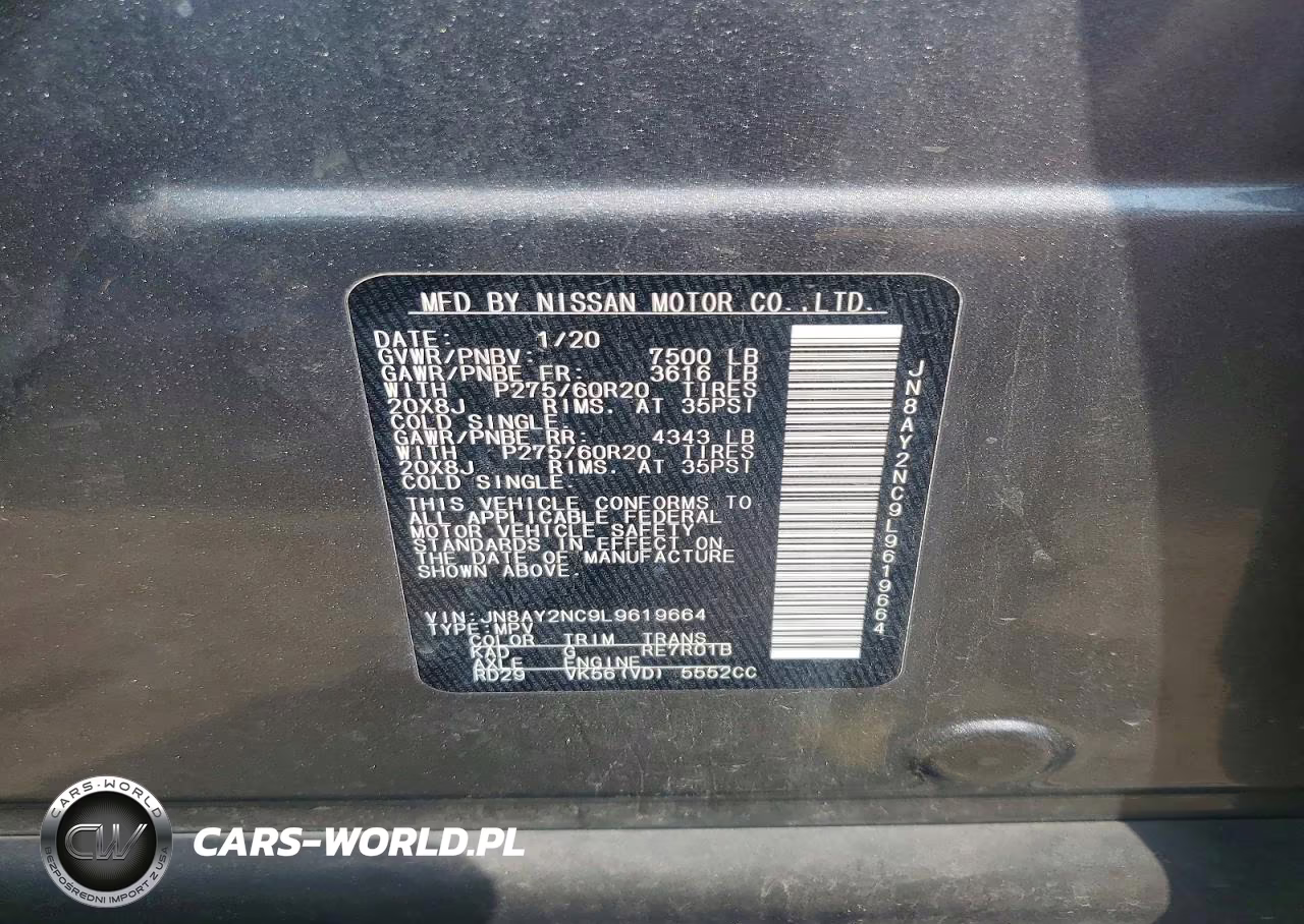 2020 Nissan Armada Sl VIN:JN8AY2NC9L9619664 - 13