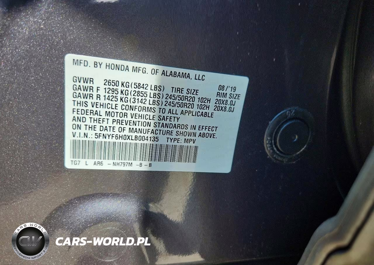 2020 Honda Pilot Elite VIN:5FNYF6H0XLB004135 - 13