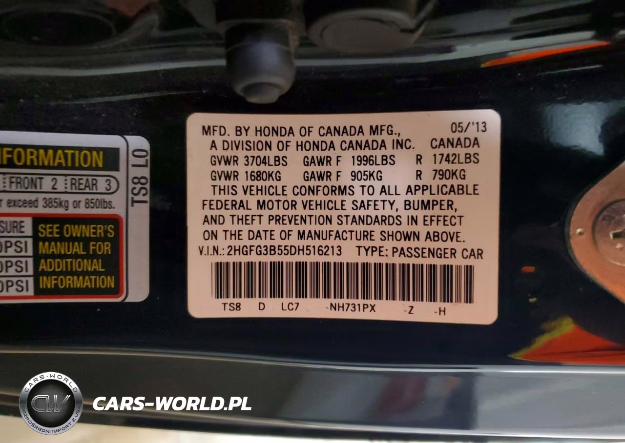 2013 Honda Civic Lx VIN:2HGFG3B55DH516213 - 12