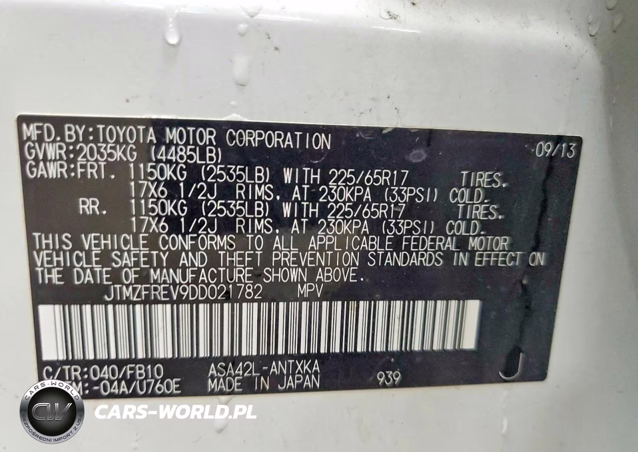 2013 Toyota Rav4 Le VIN:JTMZFREV9DD021782 - 13