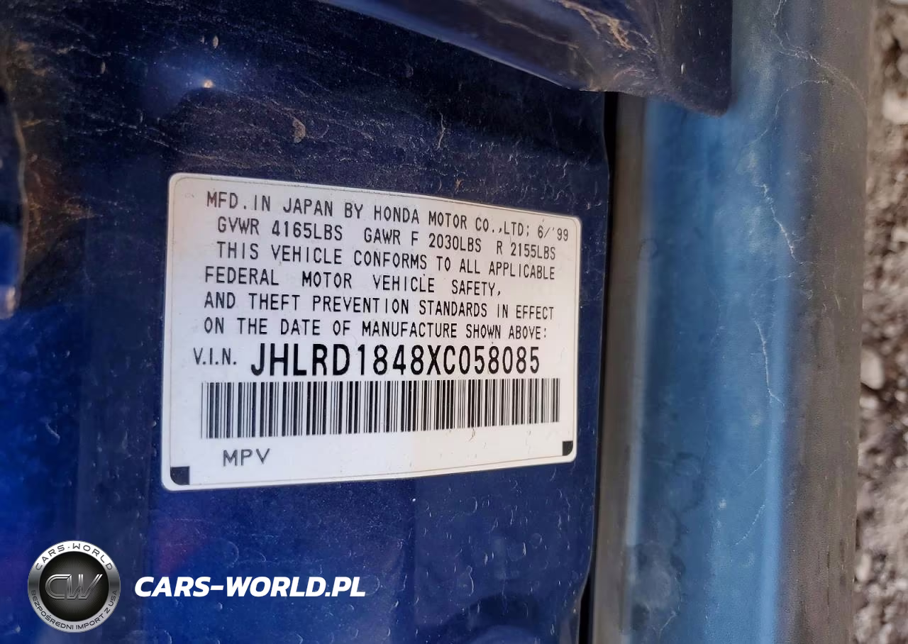 1999 Honda Cr-V Lx VIN:JHLRD1848XC058085 - 13