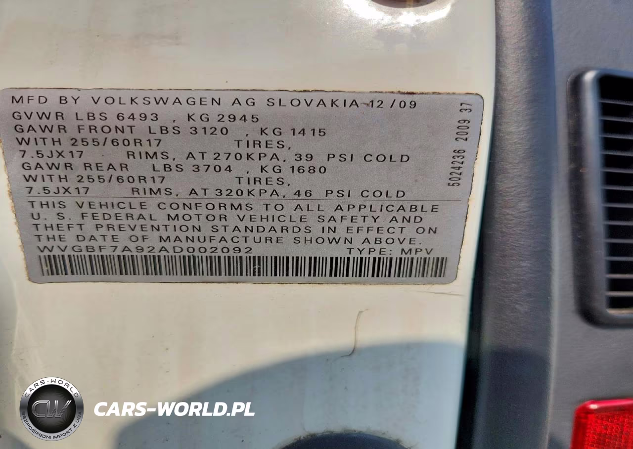 2010 Volkswagen Touareg V6 VIN:WVGBF7A92AD002092 - 14