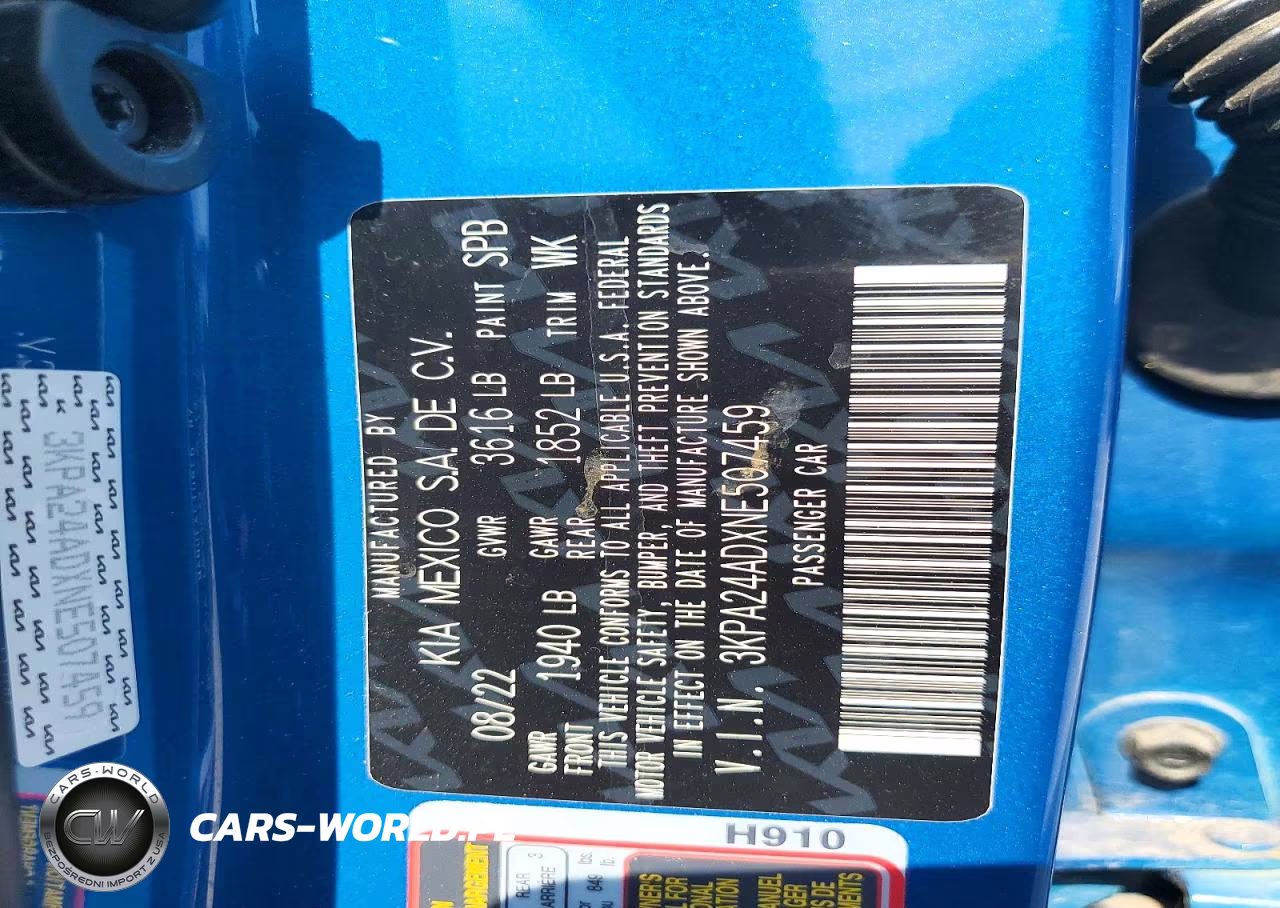 2022 Kia Rio S VIN:3KPA24ADXNE507459 - 12