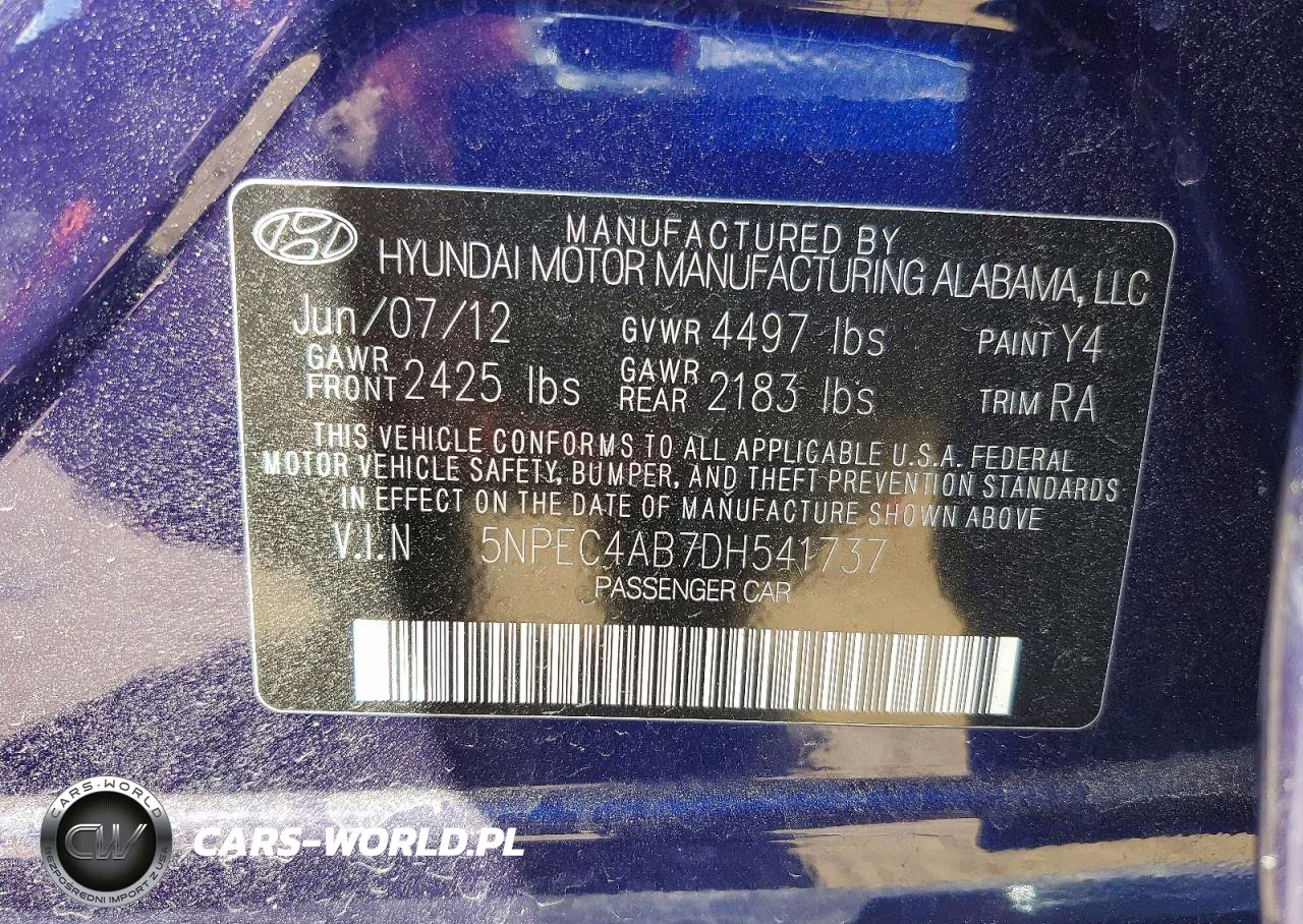 2013 Hyundai Sonata Se 2.0T VIN:5NPEC4AB7DH541737 - 12