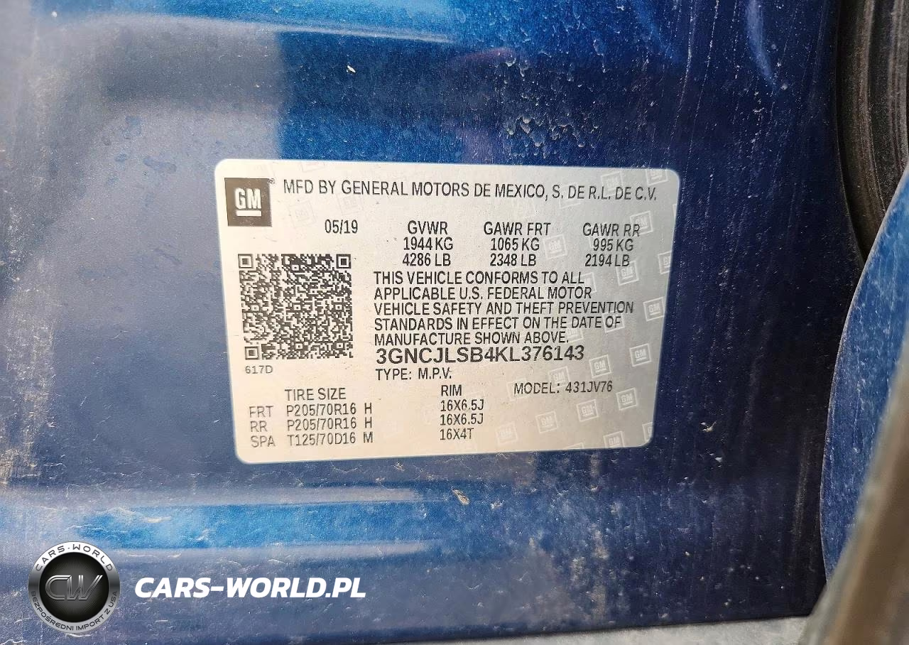 2019 Chevrolet Trax 1Lt VIN:3GNCJLSB4KL376143 - 12