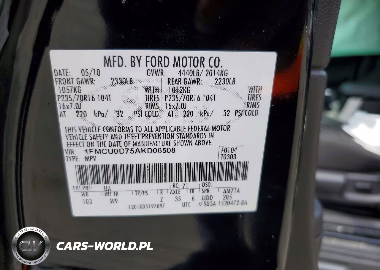 2010 Ford Escape Xlt VIN:1FMCU0D75AKD06508 - 13