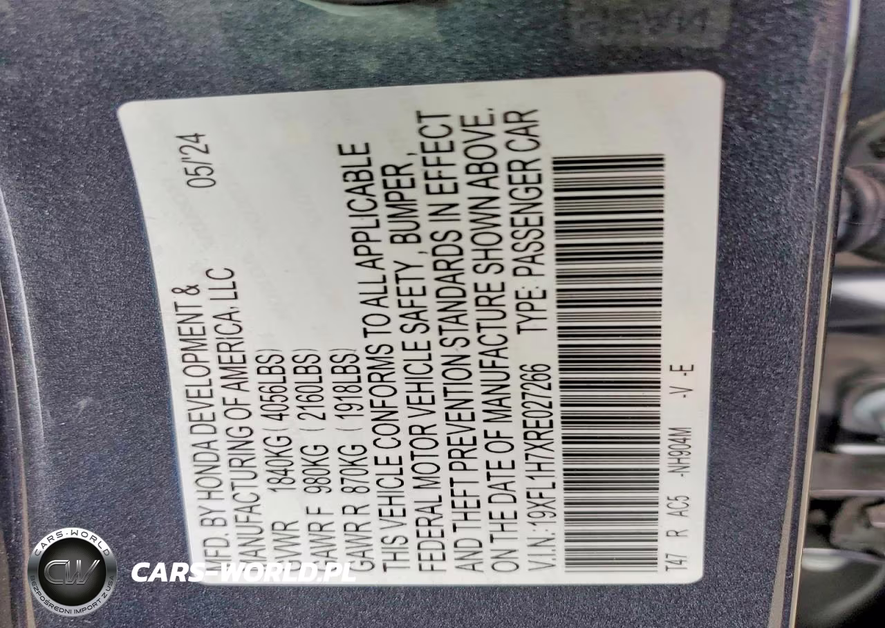 2024 Honda Civic Exl VIN:19XFL1H7XRE027266 - 12