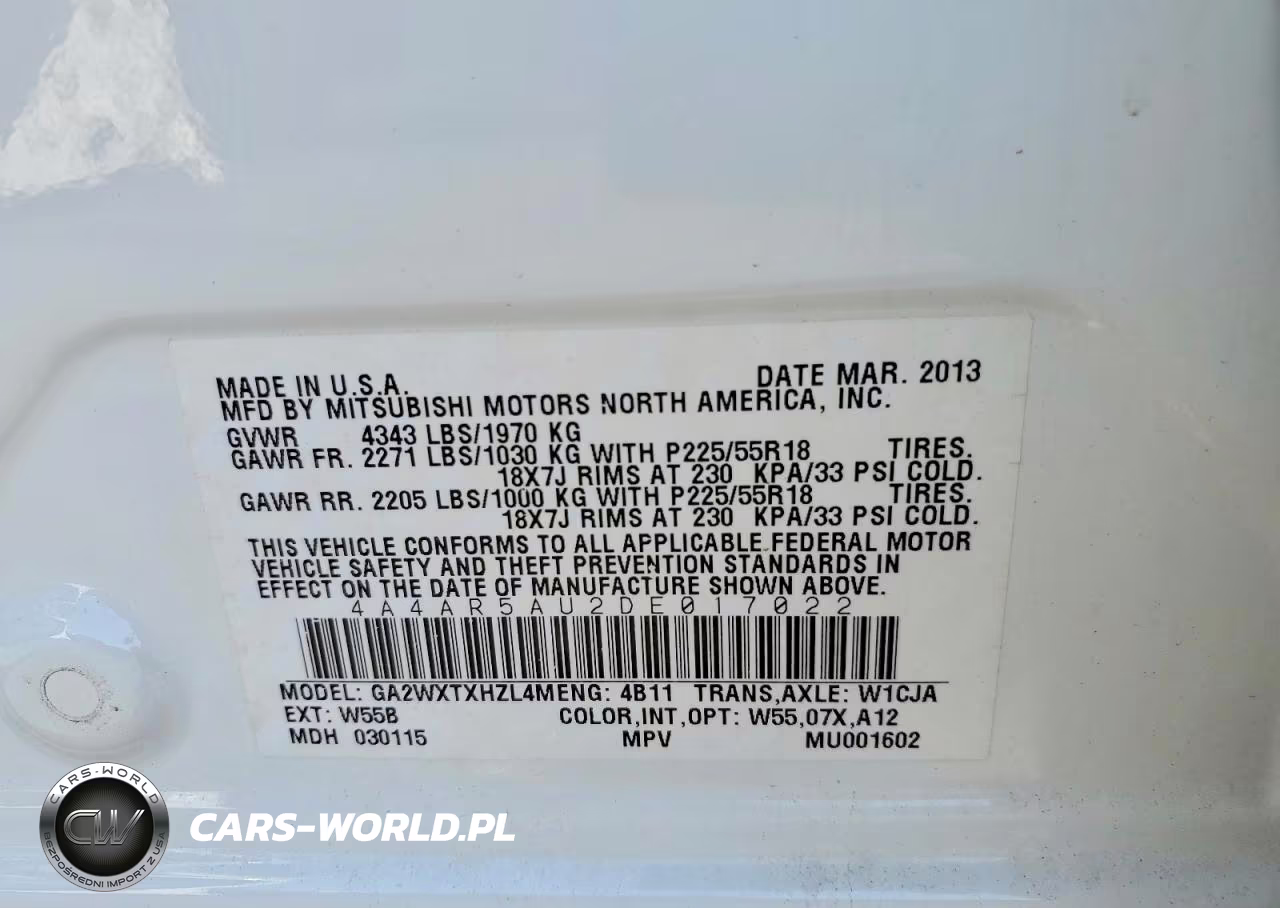 2013 Mitsubishi Outlander Sport Se VIN:4A4AR5AU2DE017022 - 12
