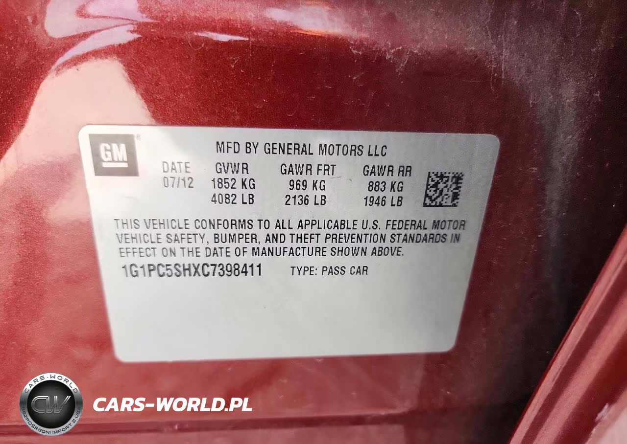 2012 Chevrolet Cruze Ls VIN:1G1PC5SHXC7398411 - 13