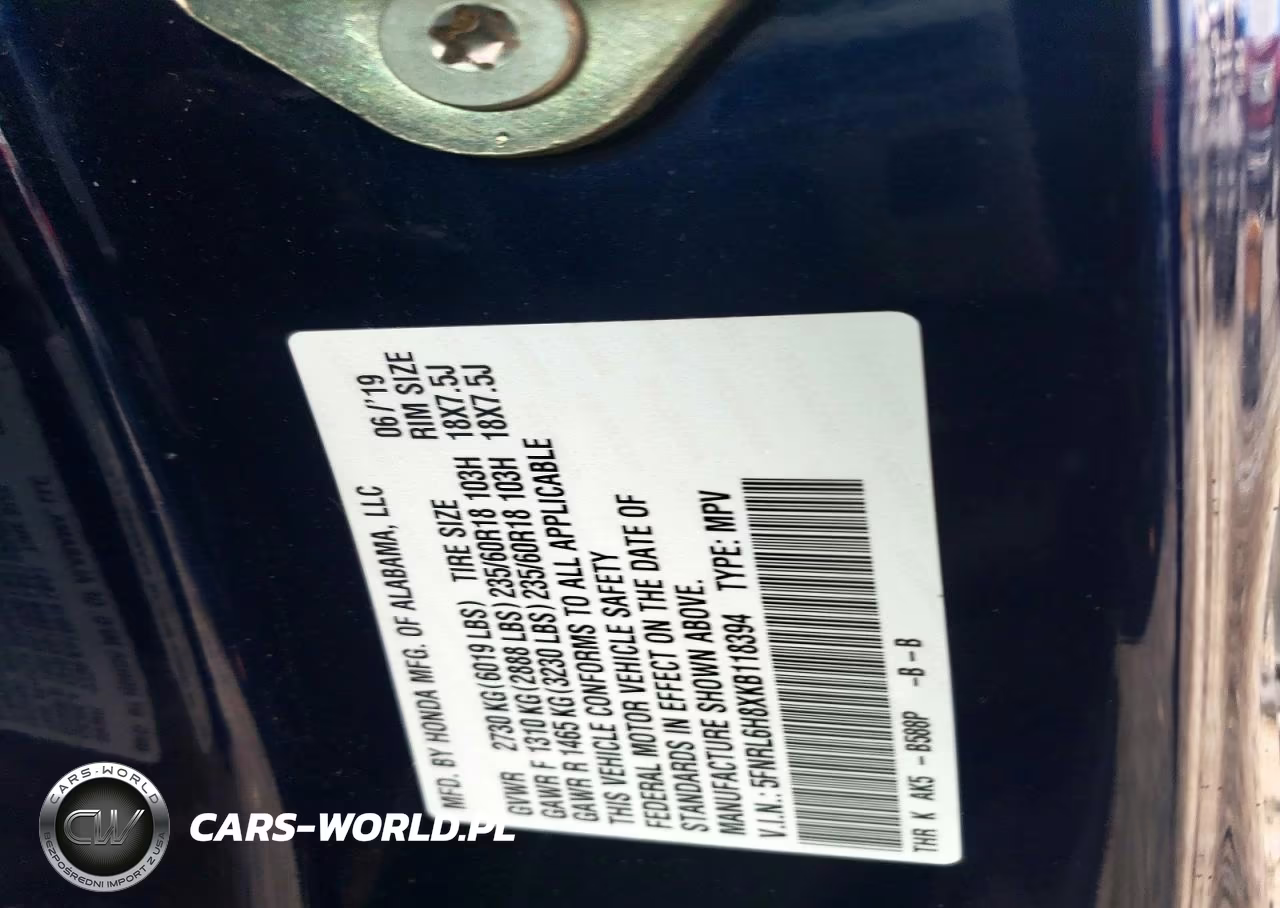 2019 Honda Odyssey Touring VIN:5FNRL6H8XKB118394 - 13